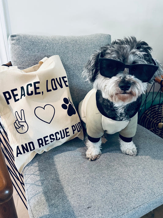 PEACE, LOVE, AND RESCUE PUPS Tote