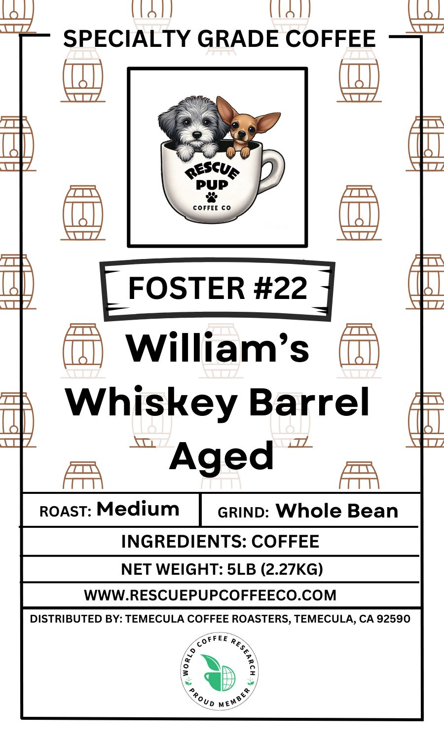 Wholesale William's Whiskey Barrel Aged Whole Bean