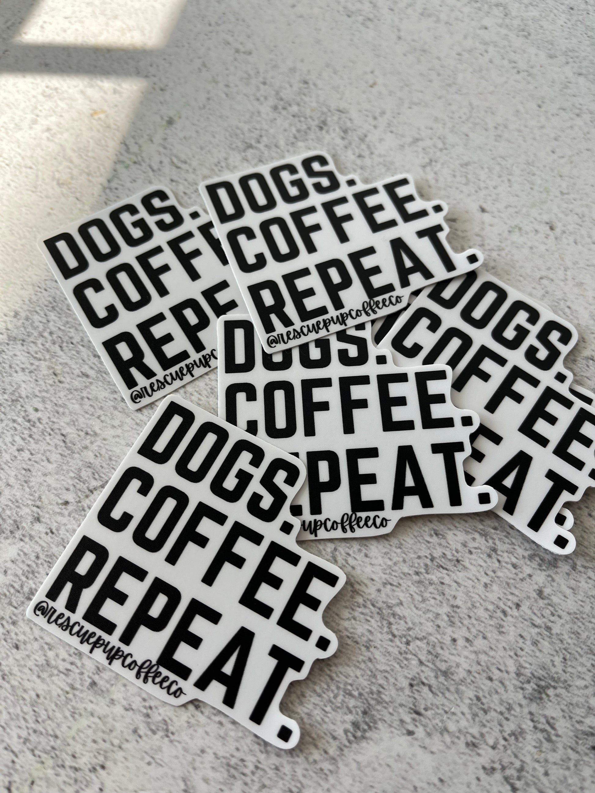 DOGS. COFFEE. REPEAT. Stickers black