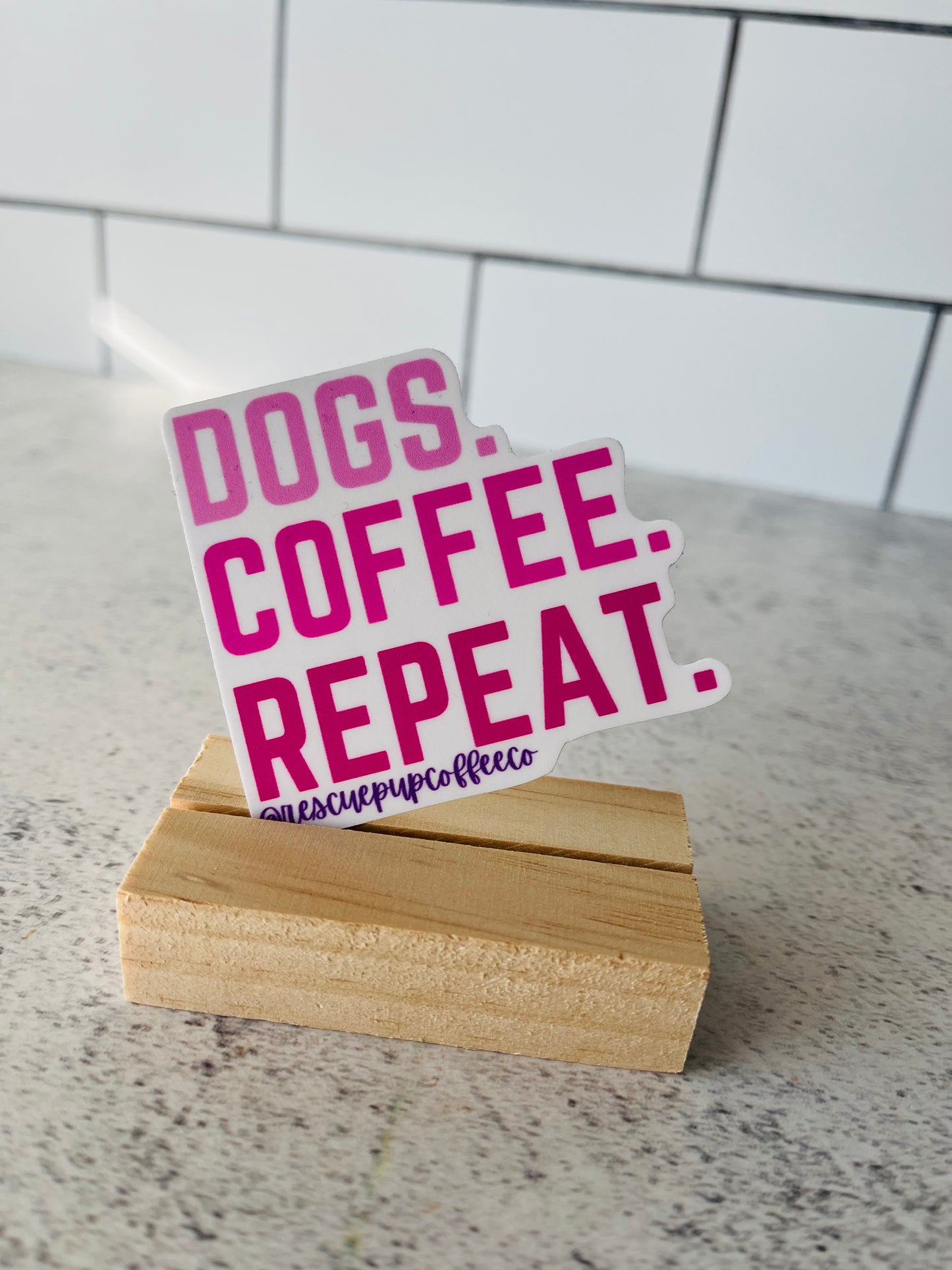 DOGS. COFFEE. REPEAT. Stickers pink